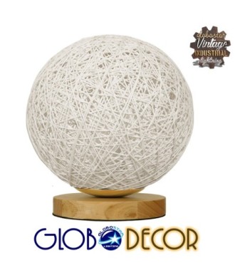 GLOBOSTAR® OCEANA 01417 Boho Επιτραπέζιο Φωτιστικό Πορτατίφ με Ντουί 1 x E27 AC 220-240V IP20 - Λευκό & Μπεζ - M20 x Π20 x Υ22cm